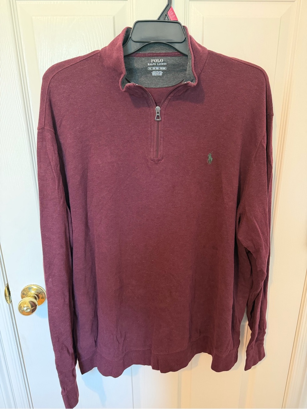 Polo by Ralph Lauren Men's Burgundy Quarter-Zip Sweatshirt